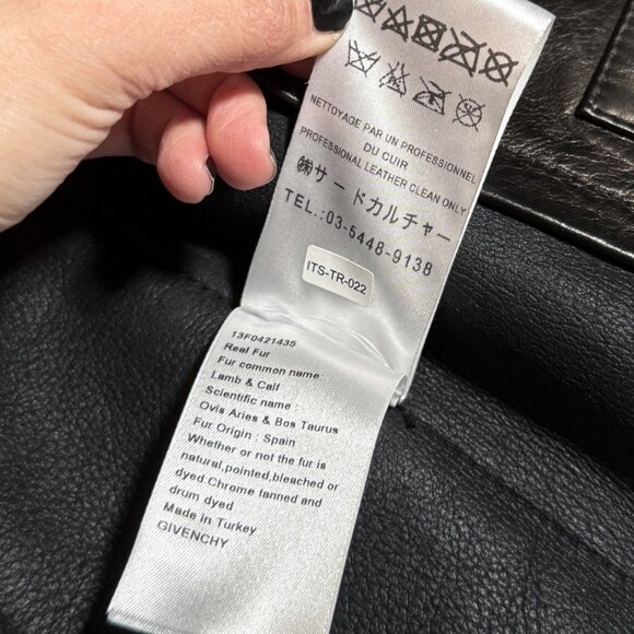 Givenchy Brown Lambskin Black Shearling Leather Jacket - Picture 10 of 10